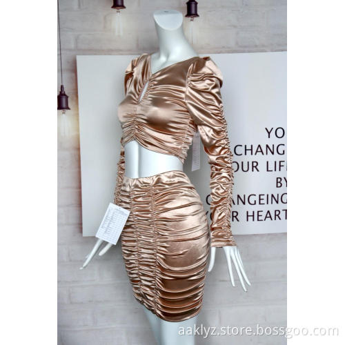 Women's Satin Fabric Gold Suit